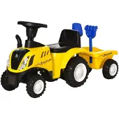 Aosom Trapauto met Aanhangwagen - Loopauto - Traptractor - Speelgoedauto - Geel