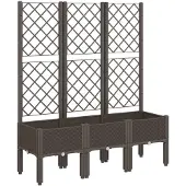 vidaXL Plantenbak met latwerk 120x40x142 cm polypropeen bruin