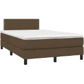 vidaXL Boxspring met matras stof donkerbruin 120x190 cm