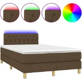 vidaXL Boxspringbed met matras en LED-verlichting, donkerbruin, 120x190 cm, stof