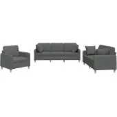 vidaXL 3-delige Loungeset met kussens stof donkergrijs