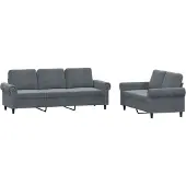 vidaXL 2-delige Loungeset met kussens fluweel donkergrijs