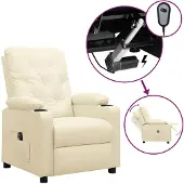 vidaXL Fauteuil elektrisch verstelbaar kunstleer crèmekleurig
