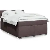 vidaXL Boxspring met matras stof donkerbruin 160x200 cm