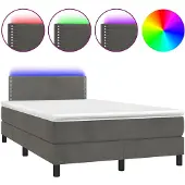 vidaXL Boxspring met matras en LED fluweel donkergrijs 120x190 cm