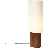 QAZQA Japandi vloerlamp walnoot hout met stoffen kap 90cm - Lamel