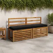 vidaXL Bankkussen SOEST 100% Polyester Zwart 150 x 40 x 8 cm