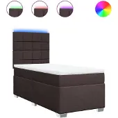 vidaXL Boxspringbed met matras, donkerbruin, 100x200 cm, met stoffen bekleding