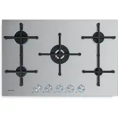Klarstein Illuminosa 5 gaskookplaat - 5 Sabaf-branders, roestvrij staal, 4 kW wokbrander, elektrische ontsteking, vlambeveiliging, geschikt voor vloeibaar en aardgas, 76x13x50 cm