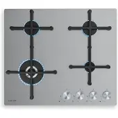Klarstein Illuminosa 4 gaskookplaat - 4 Sabaf-branders, 4 kW wokbrander, elektrische ontsteking, voor vloeibaar gas & aardgas, roestvrij staal, efficiënt & milieuvriendelijk, ideaal gasfornuis