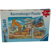 Ravensburger Grote bouwvoertuigen - Kinderpuzzelset 3 x 49 stukjes - Vanaf 5+