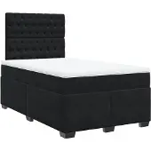 vidaXL Boxspring met matras fluweel zwart 120x190 cm