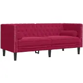 vidaXL Tweezitsbank Chesterfield-stijl en bolsters fluweel wijnrood