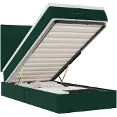 vidaXL Ottoman bed met matrassen en LED's 90x200cm fluweel donkergroen