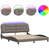 vidaXL Bedframe met LED zonder matras "Hvar" 180x200 cm stof taupe