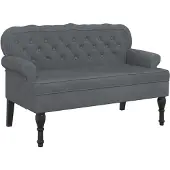 vidaXL Bankje met rugleuning 119,5x64,5x75 cm fluweel donkergrijs