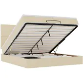 vidaXL Ottoman bed met matrassen 200x200cm stof crèmekleurig