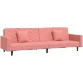 vidaXL Slaapbank 2-zits met 2 kussens fluweel roze