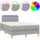 vidaXL Boxspring met matras en LED stof lichtgrijs 120x190 cm