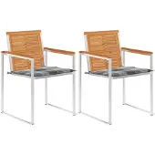 vidaXL Tuinstoelen 2 st met kussens massief acaciahout en staal