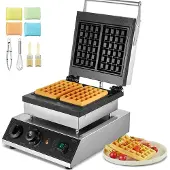 Vevor Commerciële Wafelijzer Wafelmachine 2000W Anti-aanbak RVS Belgisch Wafelijzer met Temperatuur- en Tijdsregeling