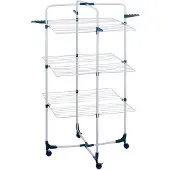 Dirt Devil Droogrek ‑ 30 kg Draagvermogen ‑ 3 Niveaus met 6 Plateaus ‑ 30 meter Lijnlengte ‑ 4 Haken voor Kledinghangers ‑ Wieltjes