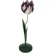 Meander Tulp kandelaar wit/paars 10x10x35cm