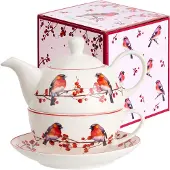 Duo Tea for One Set Kerstvogels - Porseleinen Theepot & Kop