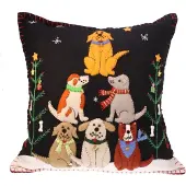 Meander Kussen honden met sjaal, vilt incl. vulling 35x14x40cm