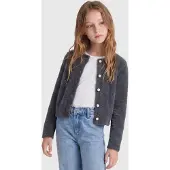 ONLY KIDS GIRL gebreid vest zwart Meisjes Acryl Ronde hals Effen - maat 110/116
