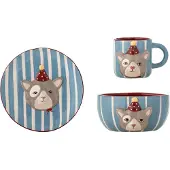 Bloomingville Mini Party set blauw bord, mok en schaaltje