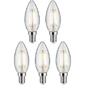 Paulmann 29096 LED-lamp Energielabel F (A - G) E14 Kaars 4.8 W Neutraalwit (Ø x h) 35 mm x 98 mm 5 stuk(s)