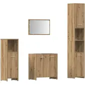 vidaXL 4-delige Badkamermeubelset bewerkt hout artisanaal eikenkleur