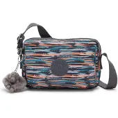 Kipling Schoudertas 'Abanu' azuur / antraciet / koraal / zwart