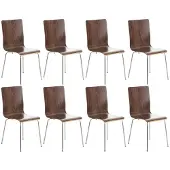 CLP Pepe Set van 8 Wachtkamerstoelen - Houten zitting walnoot