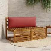 vidaXL Rugkussen PUTTEN 100% Polyester Wijnrood 120 x 40 x 15 cm