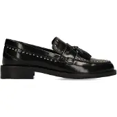 Manfield Zwarte leren loafers met studs | Maat 40