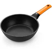 BRA Efficiënte pan, oranje, geschikt voor rundvlees, multifunctioneel, zwart, oranje, Teflon Platinum Plus, Efficiënte pan, aluminium