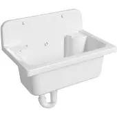Aqualine Wandgemonteerde uitstortgootsteen 55x37cm, kunststof, wit