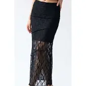 MixRay Hooggetailleerde Kanten Midi Rok