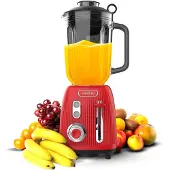 Cecotec Power Black Titanium RetroRed, staande mixer, 1,5 liter, pulsfunctie, 1200 watt, rood