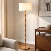 LUCANDE Vloerlamp Karlie, hout licht, Hout, vloerlamp