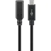 Goobay USB-C verlengkabel | USB3.1 10 Gbps | PD 60W | zwart | 1 meter