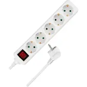 REV wandcontactdoos met 5 stopcontacten, 3,0 meter, wit, met schakelaar