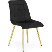 Leobert Chaise - - Tweedelig - Fluweel, zwart / Goudkleurige poten