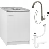 Stamar | Keukenunit, 60 cm, wit, met spoelbak en kraan