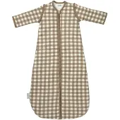 Meyco Baby Vichy Square Baby Slaapzak Met Afritsbare Mouwen - Dark Taupe - 110cm - 2.5 TOG