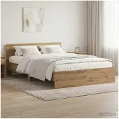 vidaXL Bedframe met Hoofdbord Artisanaal eiken 140 x 200 cm