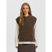 Selected Wol Gebreid Gilet Dames Bruin L