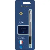 Waterman Allure-vulpen | Chroom | Fijne penpunt | Inclusief 6 korte blauwe inktpatronen